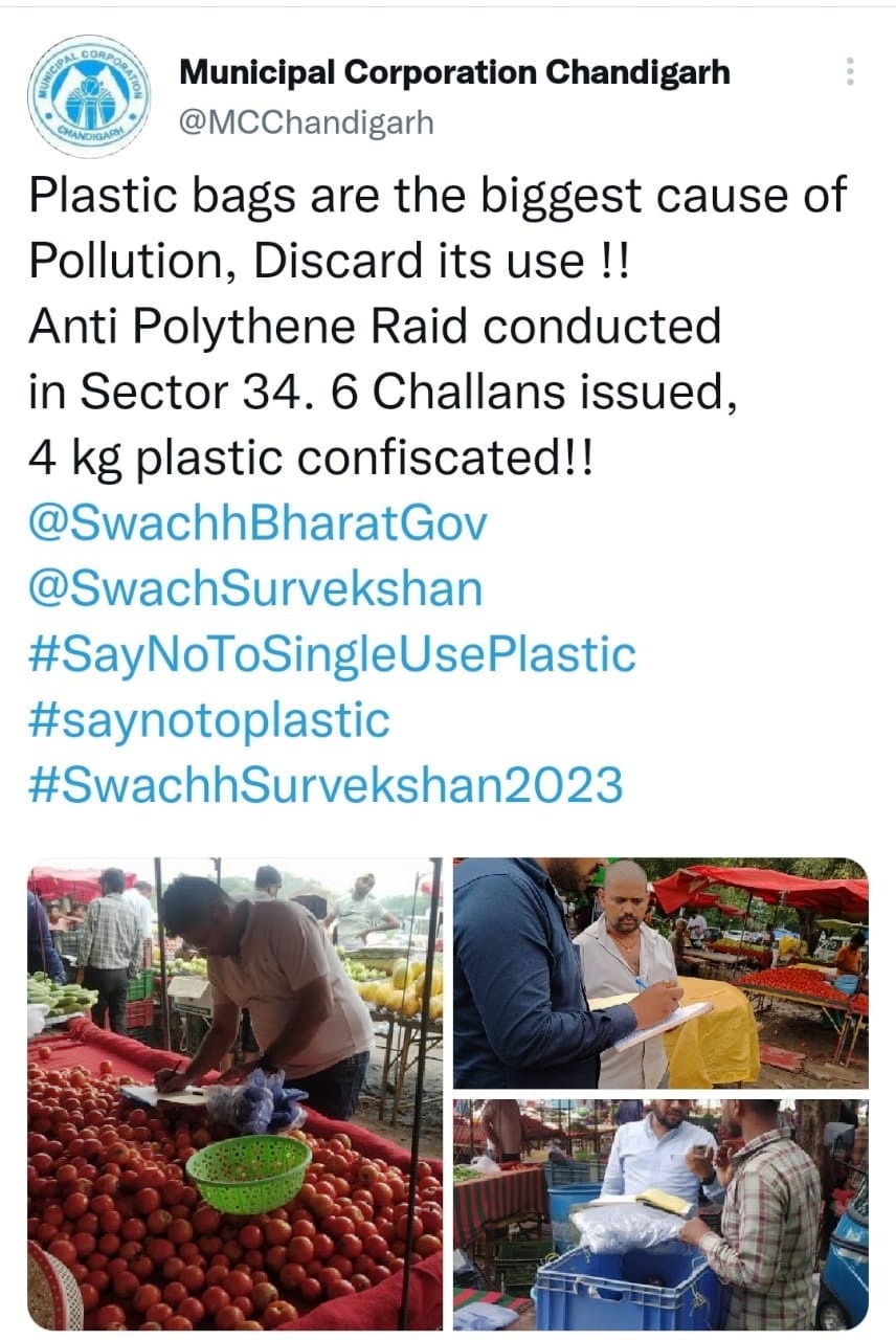 आज चंडीगढ़ सैक्टर 34 मे 4kg प्लास्टिक जब्त mcchandigarh ने share किया twiter पर फोटो के साथ आज चंडीगढ़ सैक्टर 34 मे 4kg प्लास्टिक जब्त mcchandigarh ने share किया twiter पर फोटो के साथ